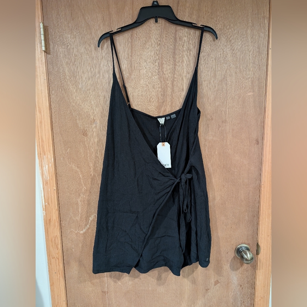 Roxy Elegant Black Tie Front Romper